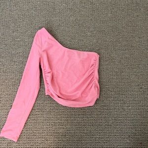 brand new pink cropped one shoulder top